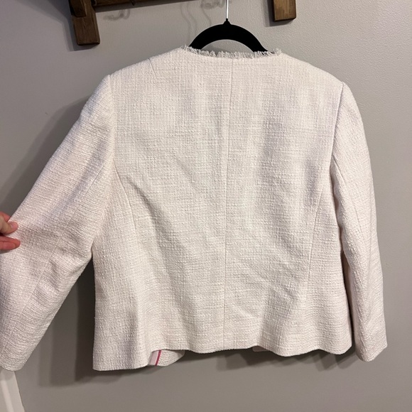 Talbots Women's Cream Textured Blazer with Colorful Embroidery - Picture 8 of 8